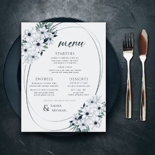 Meny för elegant Blommigt Teal Mint