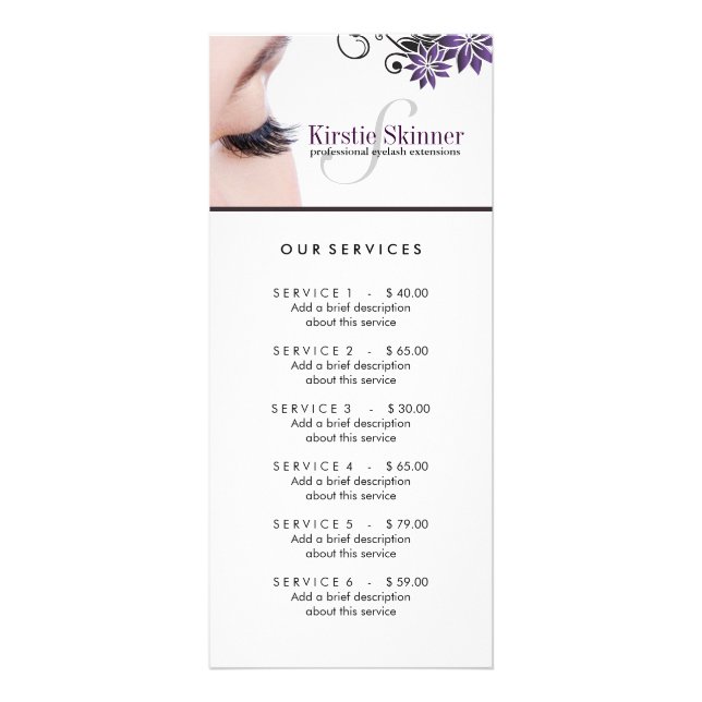 Meny för Eyelash and Waxing Service (Framsidan)