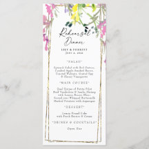 Meny för färgfull Wildblomme Rehearsal Dinner Menu
