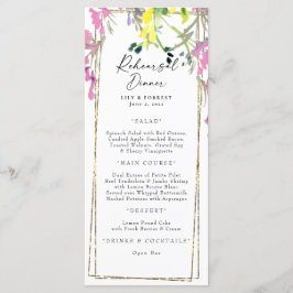Meny för färgfull Wildblomme Rehearsal Dinner Menu