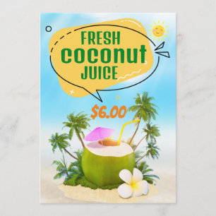 Meny för färsk kokonsjuice