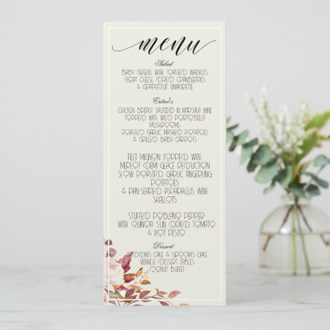 Meny för Foliage-Blommigt för vattenfärgsfall (Stående Fram)