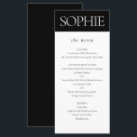 Meny för gäst Namn Elegant bröllop<br><div class="desc">Personlig Guest Namn Elegant Black White Bröllop-meny Placera kortmall</div>