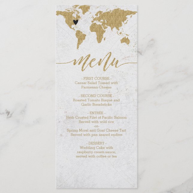 Meny för Global Foil World Map Destination Wedding (Framsida)