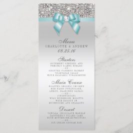 Meny för insamling av silver Sequin Teal Bow Bröll
