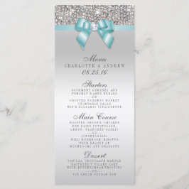 Meny för insamling av silver Sequin Teal Bow Bröll