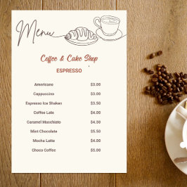 Meny för kaffe- och kummelköp