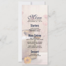 Meny för Landsbyggsbröllopet Rustic Mjölk Can Inbjudningar