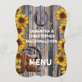 Meny för landsbyggsbröllopet Rustiskt westernt cow