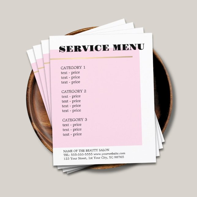 Meny för minimalistisk Ro Faux Guld Line Service (Skapare uppladdad)