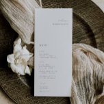 Meny för minsta elegant-blått vykort<br><div class="desc">Elegant minimalist,  bröllop gästkort och meny. Funktioner,  modern dammig blå typografi och matchande fast uppbackning från färg.</div>