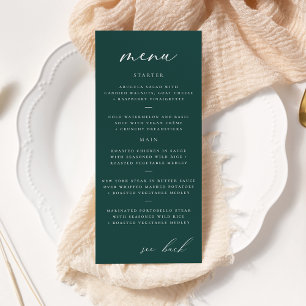 Meny för Modern Elegant Script Teal Bröllop