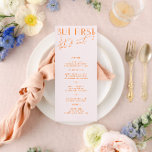 Meny för Modern  Rosa och brant Orange Bröllop<br><div class="desc">Designad att samordna med för "Bright" Wedding-inbjudningssamlingen. Om du vill ändra information klickar du på Information. Om du vill flytta texten eller ändra storlek, teckensnitt eller färg klickar du på Redigera med Design Verktyg. Visa samlingslänken på den här sidan om du vill se alla matchande objekt i den här vackra...</div>