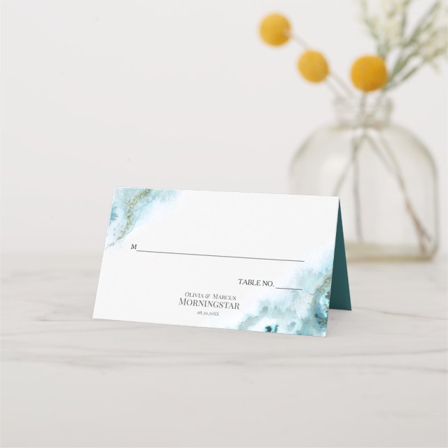 Meny för Modern Teal Watercolor Moss Agate (Framsida)