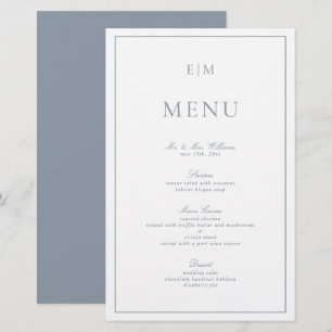Meny för Modern Typografi Dusty Blue Monogram Bröl