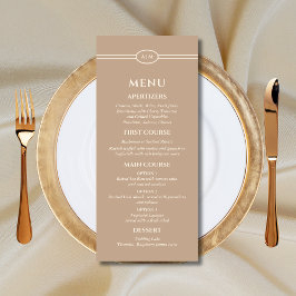 Meny för Monogram Modern Cream Taupe Bröllop