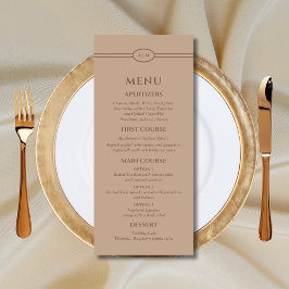 Meny för Monogram Modern Cream Taupe Bröllop