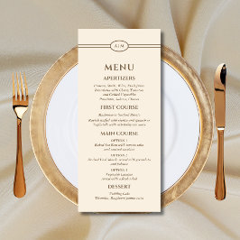 Meny för Monogram Modern Cream Taupe Bröllop