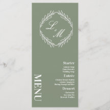 Meny för Monogrammed Elegant Gren Bröllop