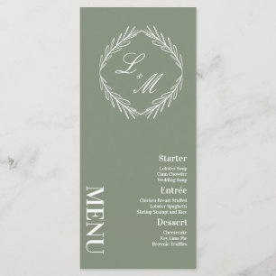 Meny för Monogrammed Elegant Gren Bröllop