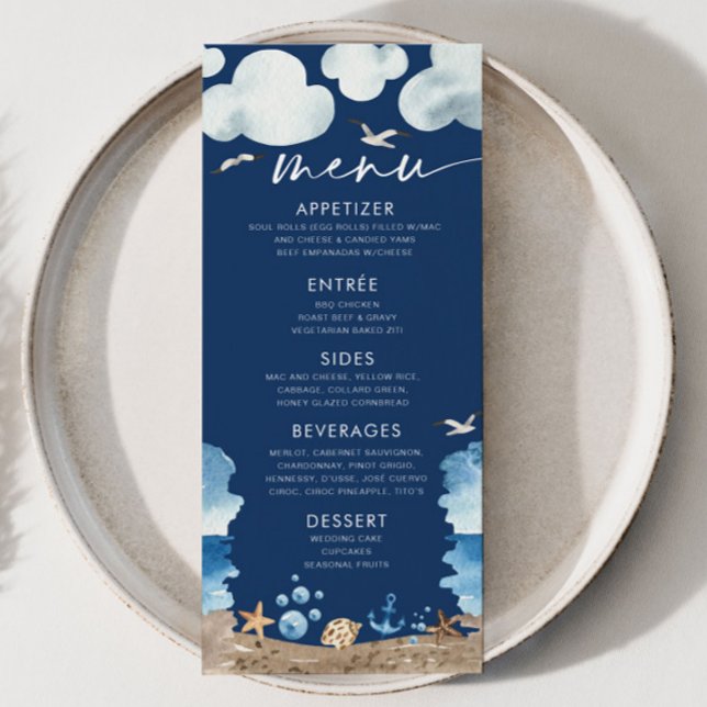 Meny för Nautica Navy Baby Shower (Skapare uppladdad)