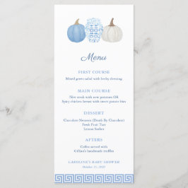 Meny för Preppy Chinoiserie Blue Pumpkin Baby Show