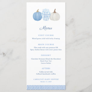 Meny för Preppy Chinoiserie Blue Pumpkin Baby Show