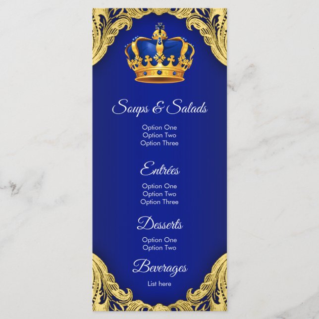 Meny för prinsens baby shower (Framsida)