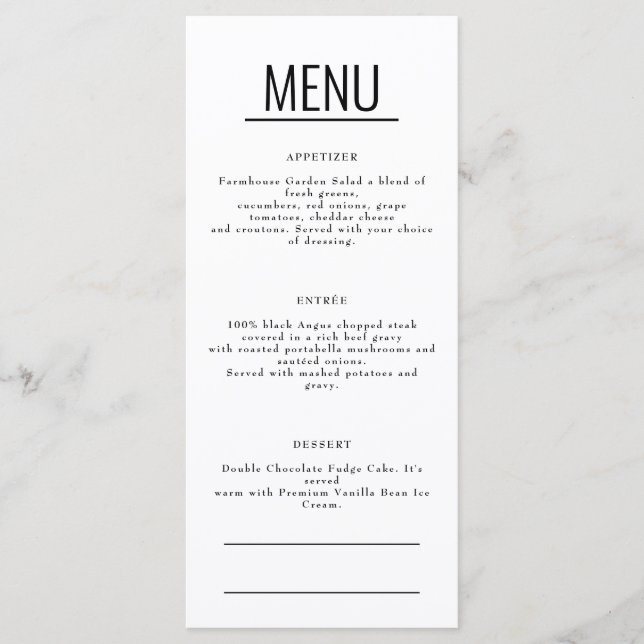 Meny för Restaurant Cafe Lounge (Framsida)