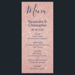 Meny för rosa ros Guld-flottan Blue Glitter Bröllo<br><div class="desc">Rosa ros Guld och Navy Blue Glitter och Gnistra Bröllop Menu. Den här gigantiska Bröllop-menyn kan anpassas så att den omfattar namn av menyalternativen Bride och Groom,  bröllop och bröllop.</div>