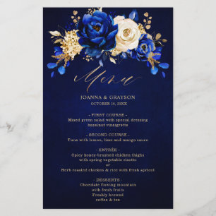 Meny för Royal Blue Gult Guld Metallic Bröllop