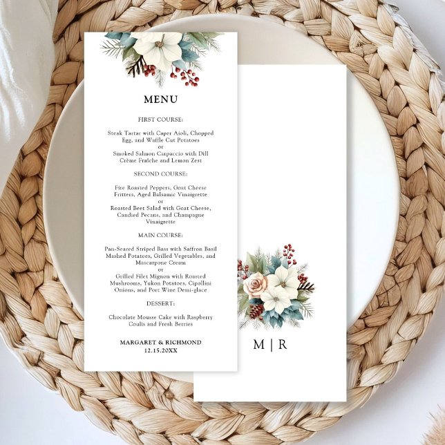 Meny för Rustic Dusty Blue Blommigt Winter Wedding (Skapare uppladdad)