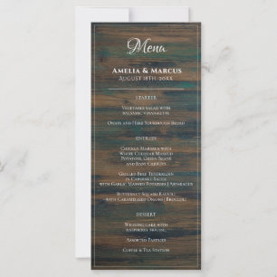 Meny för Rustic Mörk Wood White Script Bröllop