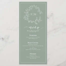 Meny för Sage Grönt Leafy Vapensköld Monogram Bröl