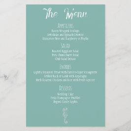 Meny för Sea Glass Seahorse Beach Wedding Menu