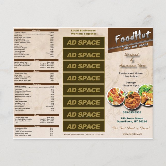 Meny för trifold-alternativ för Restaurang (Framsida)