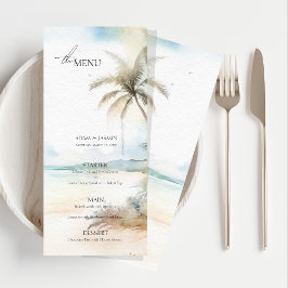 Meny för Tropical Beach Handflatan Träd Bröllop i