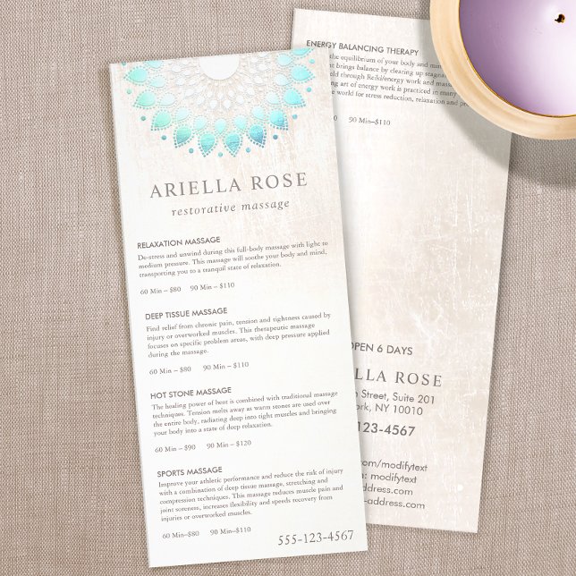 Meny för Turcos Lotus Massage Therapist Pris List (Skapare uppladdad)