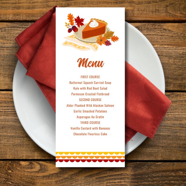Meny för utskrivbar Thanksgiving i Paj Inbjudningar (Skapare uppladdad)