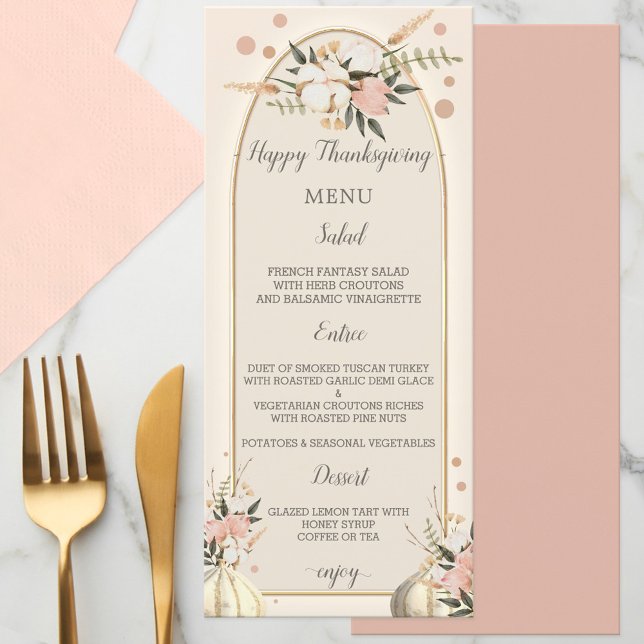 Meny för vattenfärgspumpkin-Thanksgiving, radmatni (Skapare uppladdad)