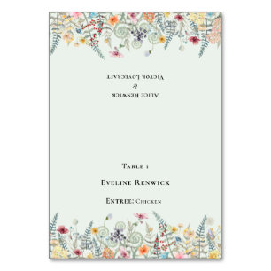 Meny för vildblommans blomsterton, mappat platskor bordsnummer