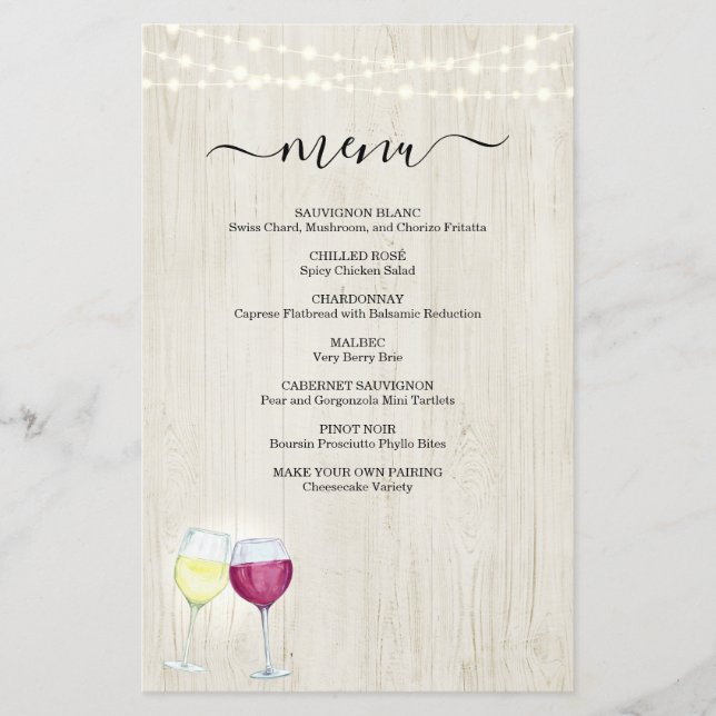 Meny för vin Taste (Framsida)