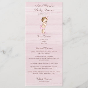 Meny för vintagePrincess baby shower