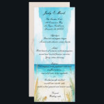 Meny för Watercolor Blue Ocean Beach Wedding Menu<br><div class="desc">Förstärka din dekoration genom att lägga till ett menykort. När dina gäster ser fram emot brudgummens entré eller presentationen av hedersgästen, kan de hitta ett menykort på deras plats som tillför en trevlig beröring. Anpassa och skapa menyn genom att lägga till och ändra texten i fält. Du kan ändra teckensnittet...</div>