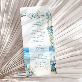 Meny för Watercolor Blue Tropical Arch Beach Weddi