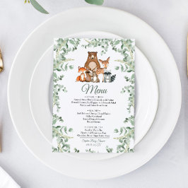 Meny för Woodland Animals Greenery Baby Shower Men