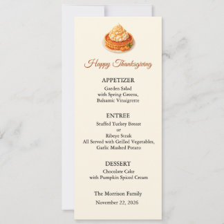 Meny Kort, Thanksgiving Meny, Middag, Lunch Inbjudningar