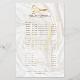 Meny Marble för guld Scissors Barber Service Menu 