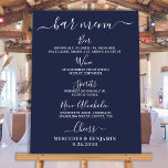 Meny med blå dränga i bröllop Pub Personlig Poster<br><div class="desc">Pub Menu! Den här bröllop-dryckens kalligrafi, som är enkel än elegant, är märkt med texten "Beer", "Vin", "Spirits" och "Icke-alkoholhaltig" i pub, personlig med dina favoritdrycker. Anpassa det här elegant bröllop-tecknet med namn och bröllop pub-dryckesmenyn! COPYRIGHT © 2020 Judy Burrows, Black Hund Art - Med alla Höger reserverade. Bröllop Pub...</div>