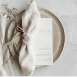 Meny med den moderna Eleganten Minimalist White Br<br><div class="desc">Utformningen har ett handskrivet teckensnitt och modern minimalistisk design. Designad att samordna med för inbjudan till "Natural Glam"-bröllop. Om du vill ändra information klickar du på "Anpassa". Om du vill flytta texten eller ändra storlek, teckensnitt eller färg klickar du på "Klicka för att anpassa ytterligare". Visa samlingslänken på den här...</div>